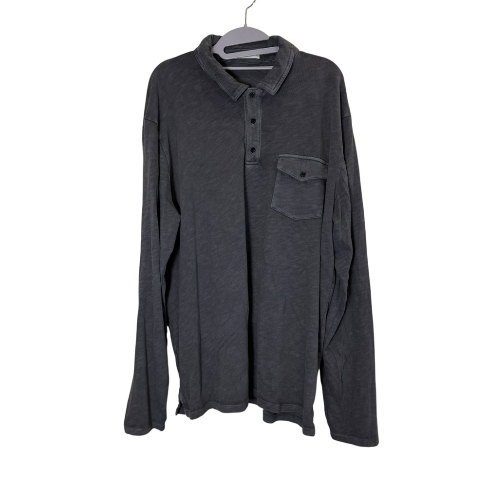 Marine Layer Men’s Charcoal Gray Casual 1/4 Button Down Henley Shirt sz XL